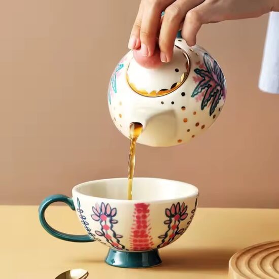 Creative handmade ceramic teapot and cup gift set