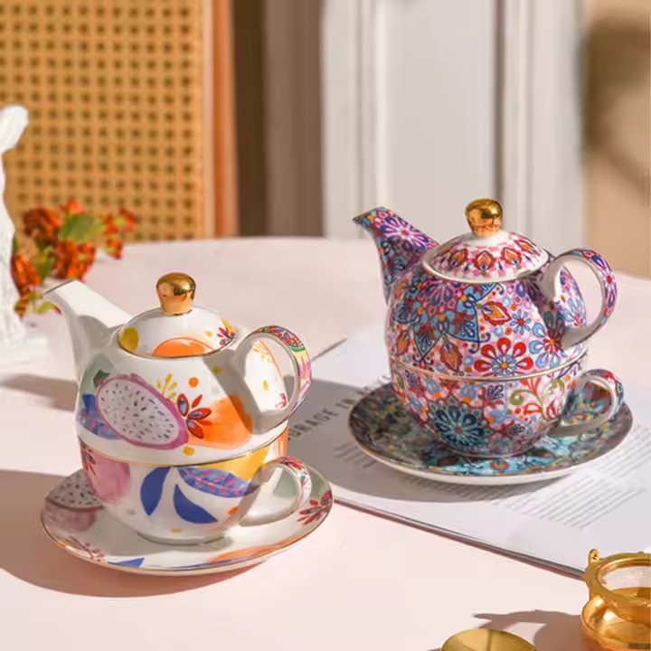 Creative handmade ceramic teapot and cup gift set