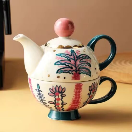 Creative handmade ceramic teapot and cup gift set