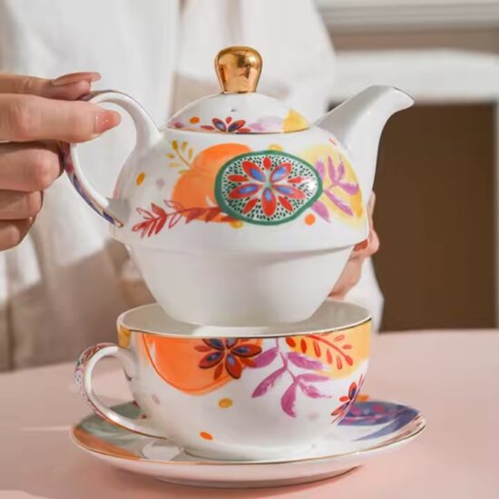 Creative handmade ceramic teapot and cup gift set