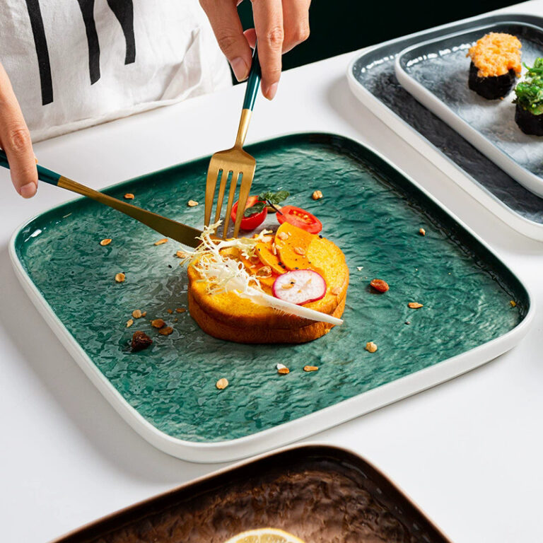 Colorful ceramic steak plate collection for home and restaurant use