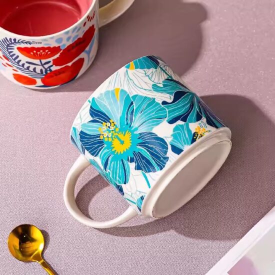 Large capacity summer ceramic office coffee mug for wholesale

