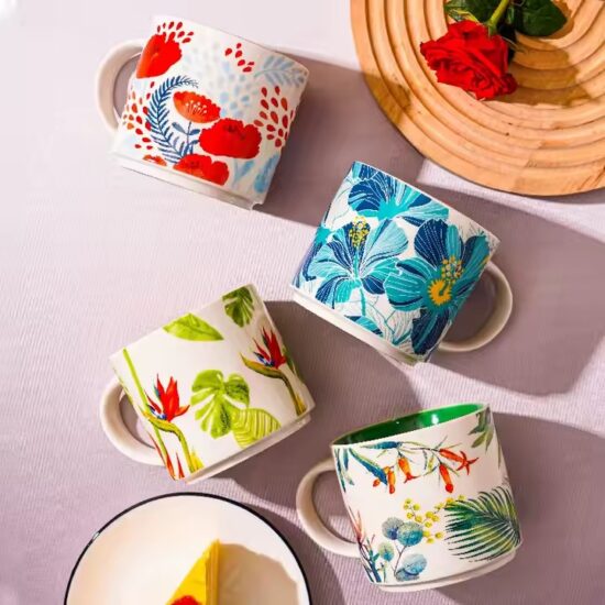 Large capacity summer ceramic office coffee mug for wholesale