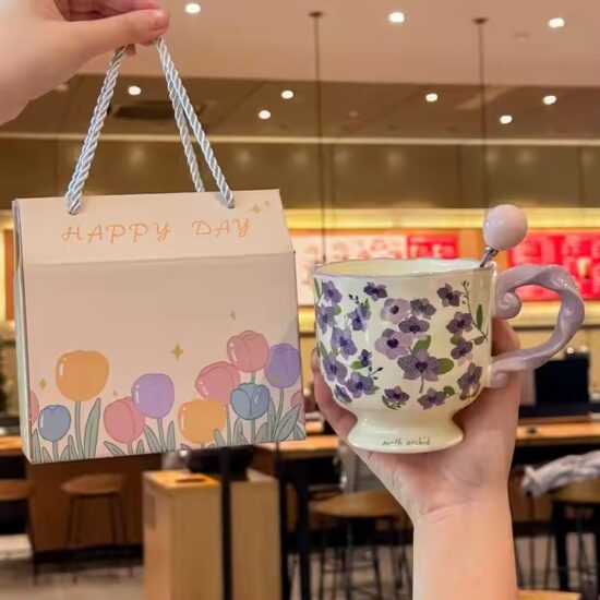 Large capacity summer ceramic office coffee mug for wholesale


