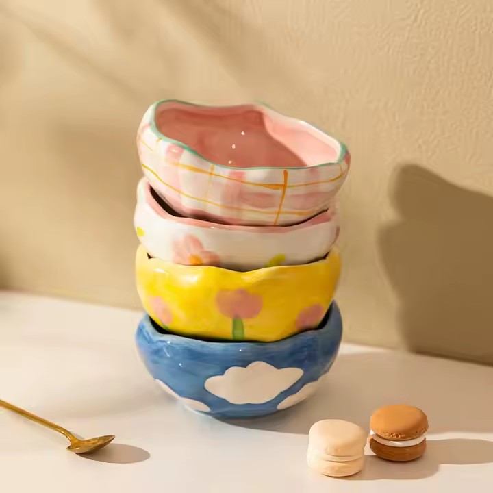 Durable ceramic oatmeal bowl for breakfast use in modern home kitchens