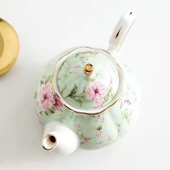 Luxury Chinese floral ceramic teapot with elegant modern design

