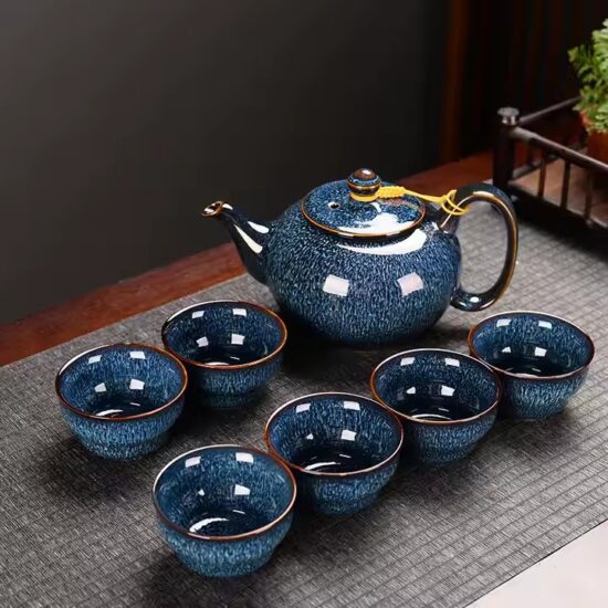Ceramic home teapot with elegant spout and handle design