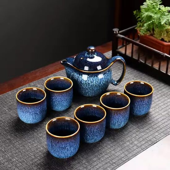 Ceramic home teapot with elegant spout and handle design