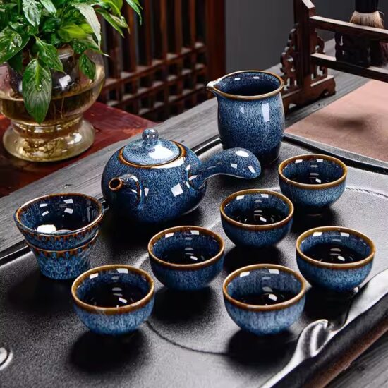 Ceramic home teapot with elegant spout and handle design