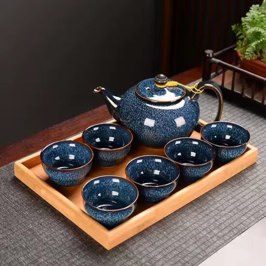 Ceramic home teapot with elegant spout and handle design