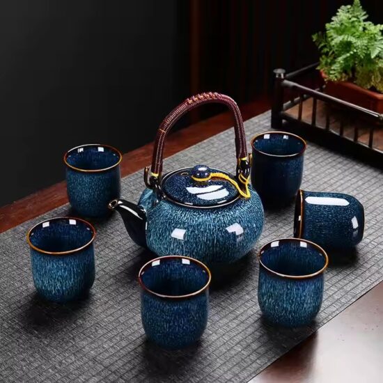 Ceramic home teapot with elegant spout and handle design