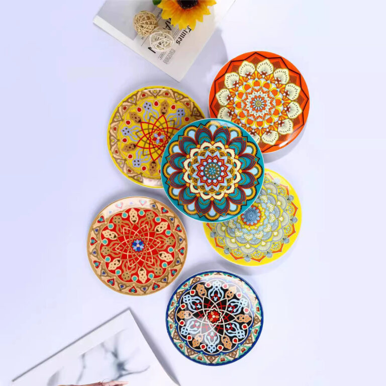European Bohemian-style ceramic flat dinner plate for creative home tableware
