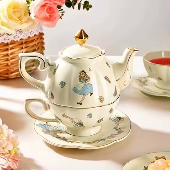 Cute Cartoon Ceramic Teapot with Printed Design for Tea and Gifts

