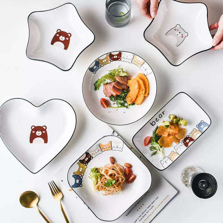 Cute cartoon ceramic dinner plate for kids and home tableware