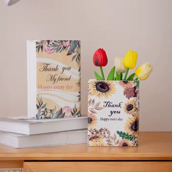 Book-Shaped Ceramic Vase for Modern Home Decor