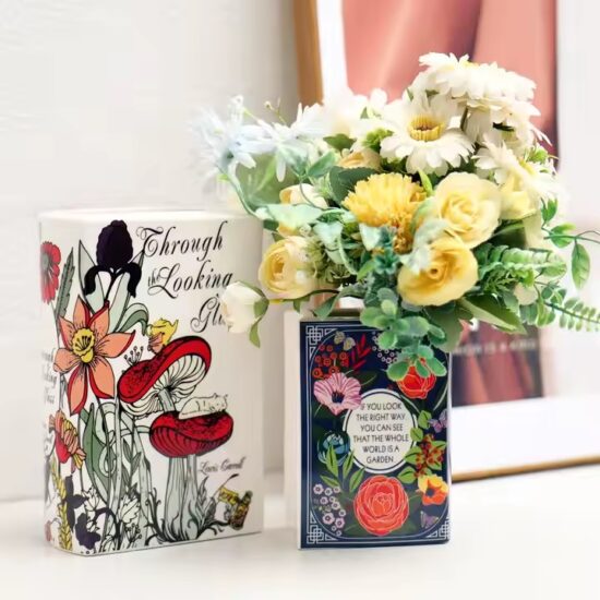 Book-Shaped Ceramic Vase for Modern Home Decor