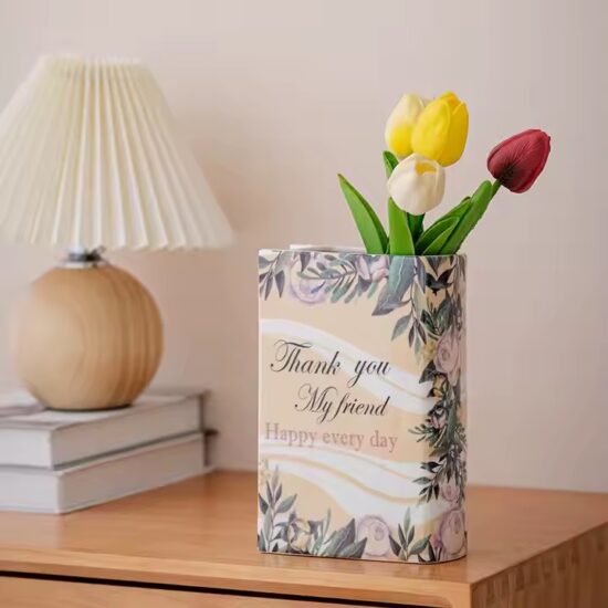 Book-Shaped Ceramic Vase for Modern Home Decor