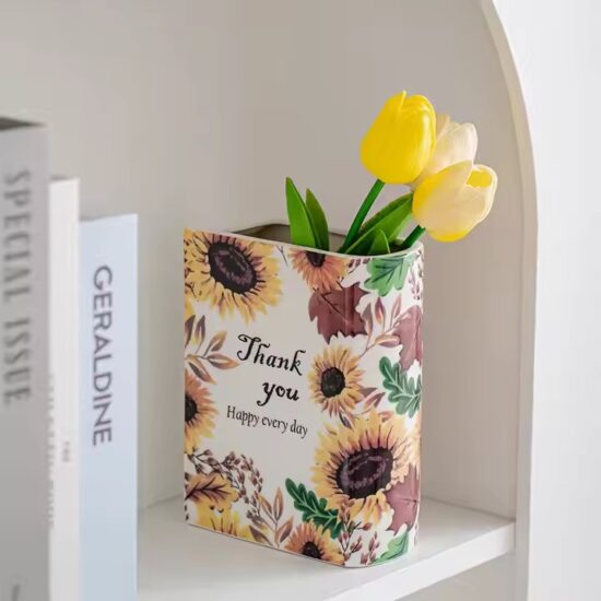 Book-Shaped Ceramic Vase for Modern Home Decor