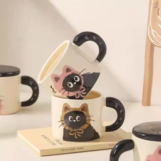 Custom cartoon ceramic mug with cute animal design and creative shape