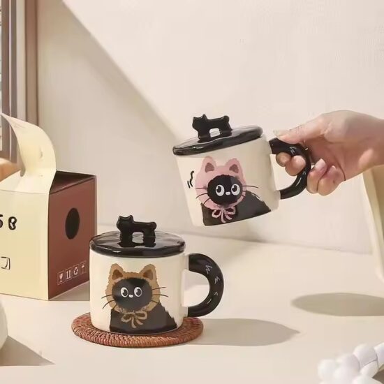 Custom cartoon ceramic mug with cute animal design and creative shape