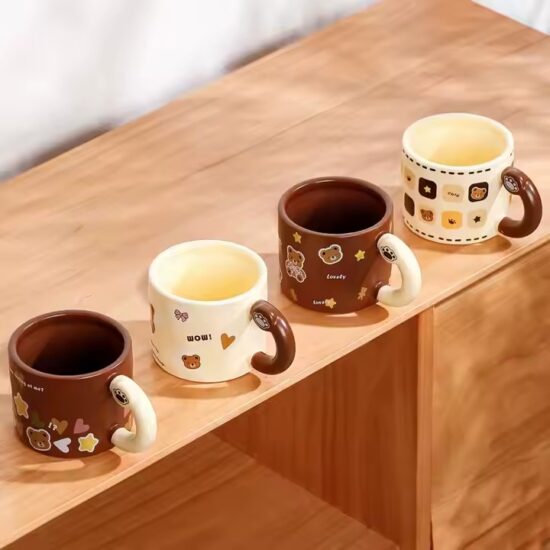 Custom cartoon ceramic mug with cute animal design and creative shape