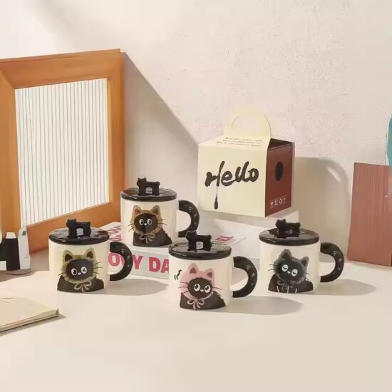 Custom cartoon ceramic mug with cute animal design and creative shape