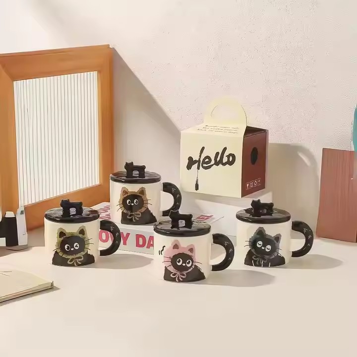 Custom cartoon ceramic mug with cute animal design and creative shape
