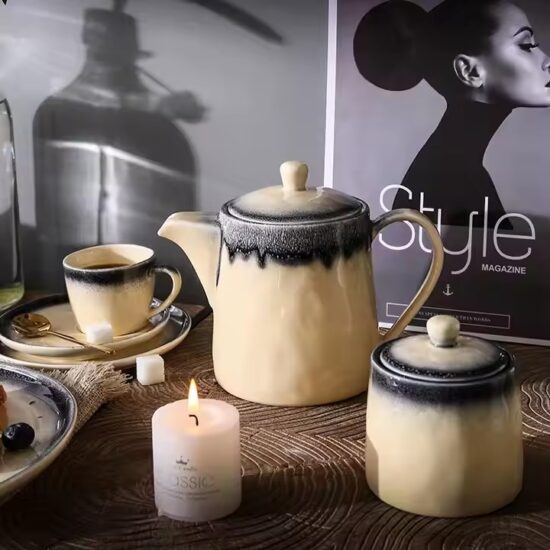 Handmade luxury ceramic tea set with creative artistic design