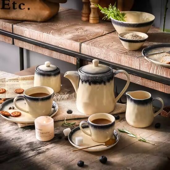 Handmade luxury ceramic tea set with creative artistic design