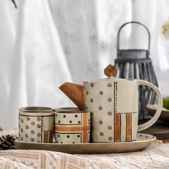 Handmade luxury ceramic tea set with creative artistic design