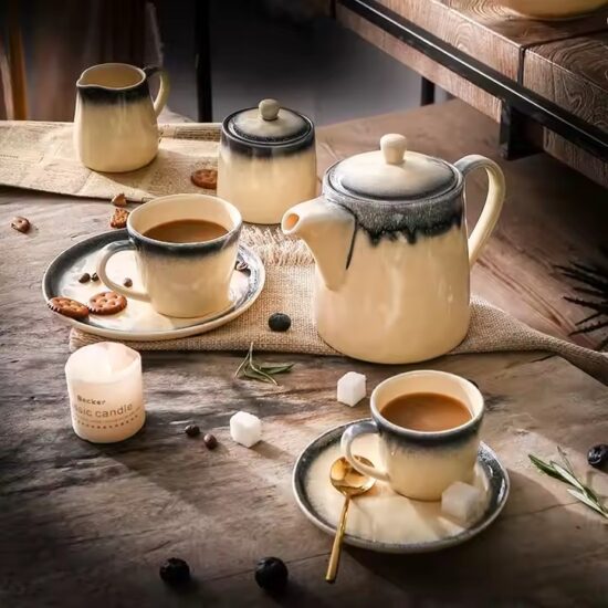 Handmade luxury ceramic tea set with creative artistic design