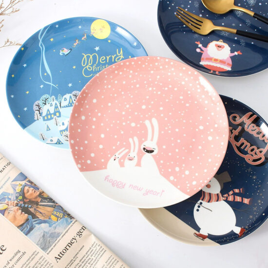 Cute cartoon ceramic plate with creative design for stylish home dining