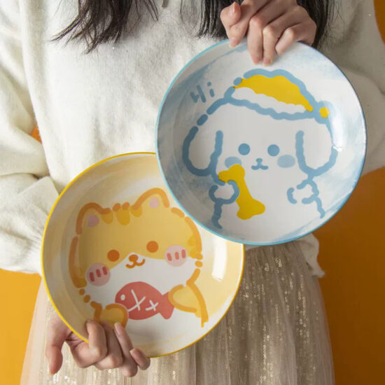 Cute cartoon ceramic plate with creative design for stylish home dining