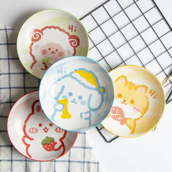 Cute cartoon ceramic plate with creative design for stylish home dining