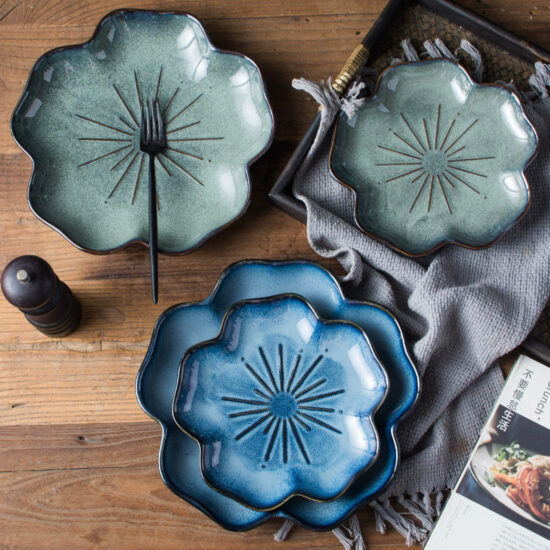 Vintage ceramic dinner plate with rustic design for elegant food presentation