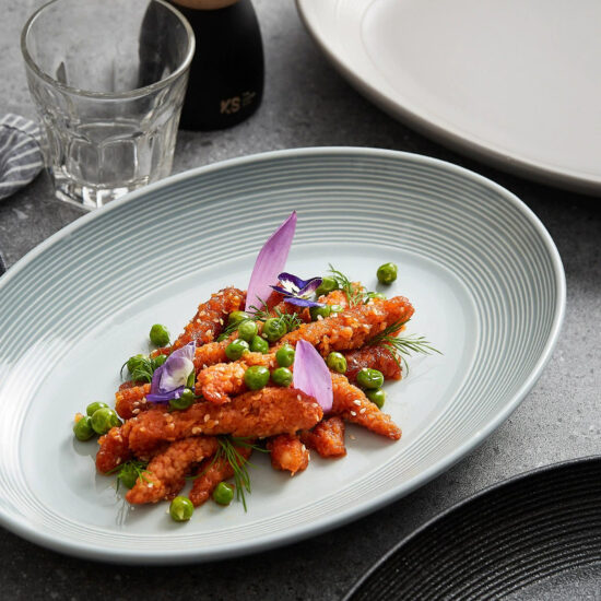 Japanese style ceramic steamed fish plate for home or restaurant use