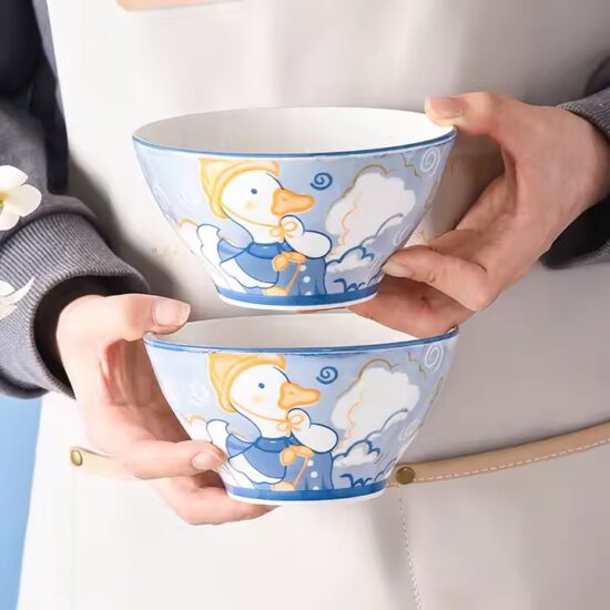 New Cute Cartoon Ceramic Kids Dinnerware Set – Fun Animal Design Plates and Bowls