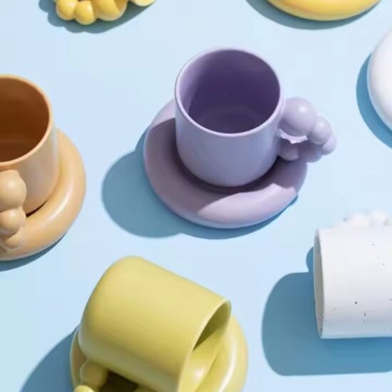 Creative thick-handle ceramic mug in modern design for home or office

