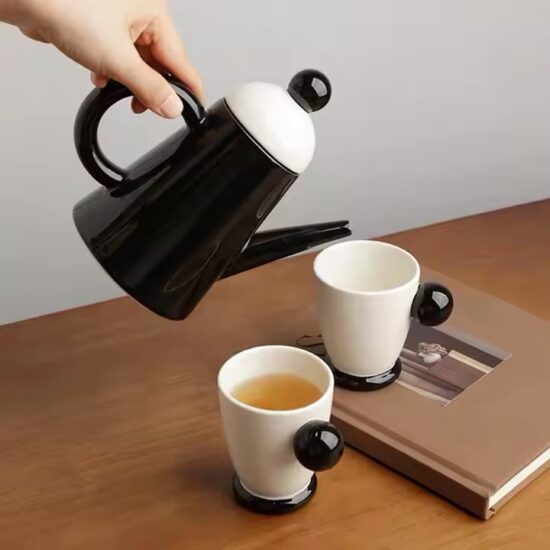 Home ceramic teapot set with cups and tray for elegant tea serving