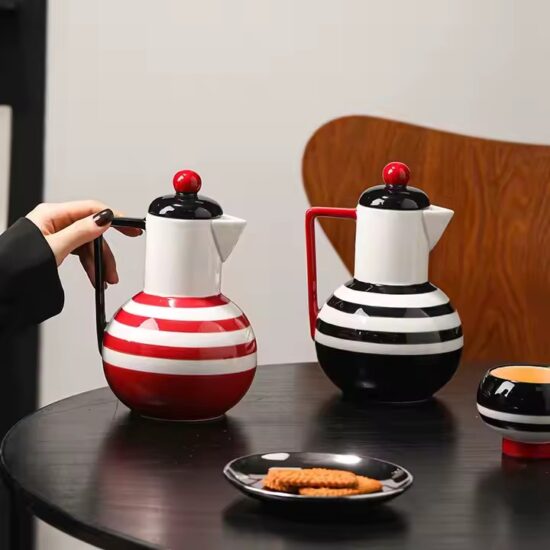 Home ceramic teapot set with cups and tray for elegant tea serving