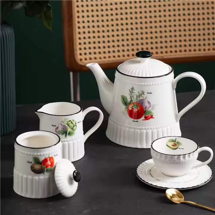 Custom Classic Luxury Ceramic Tea Set with Gift Packaging
