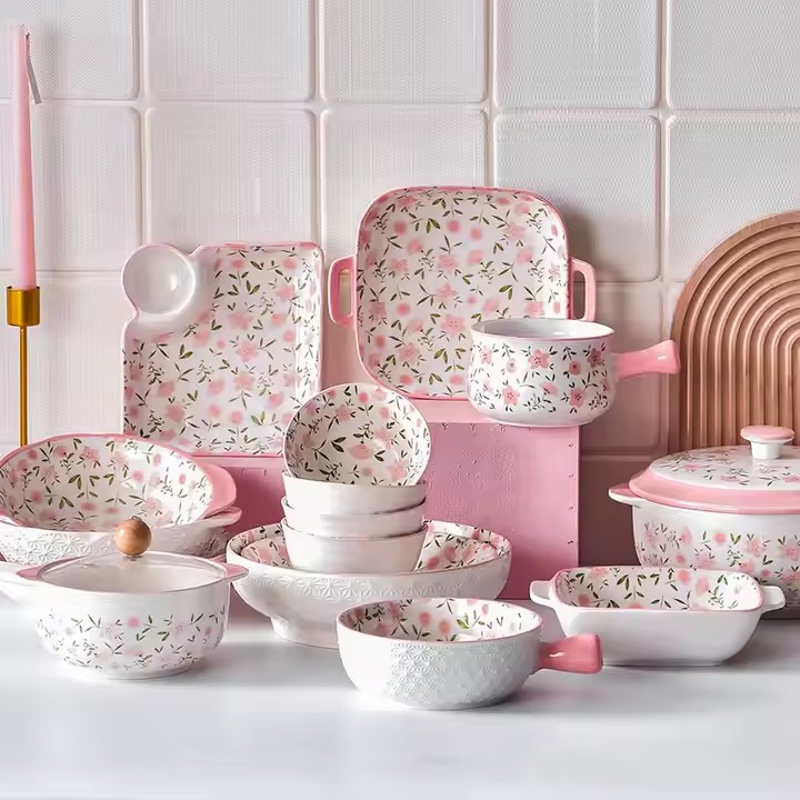 Floral Pattern Ceramic Dinnerware Set for Wholesale