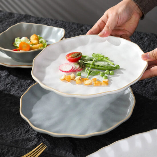 High-quality Japanese style ceramic dinner plate with elegant design