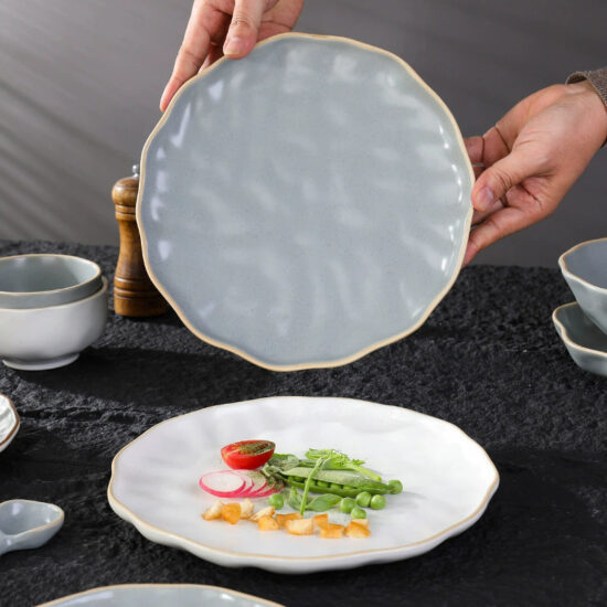 High-quality Japanese style ceramic dinner plate with elegant design