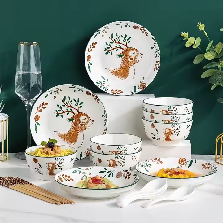 Modern luxury ceramic dinnerware set for home and restaurant use