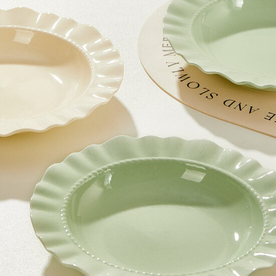 Cream aesthetic ceramic dinner plate for home and lifestyle table settings