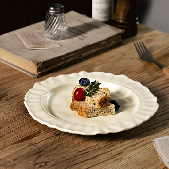 Cream aesthetic ceramic dinner plate for home and lifestyle table settings