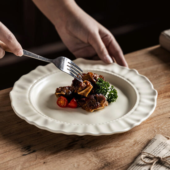 Cream aesthetic ceramic dinner plate for home and lifestyle table settings