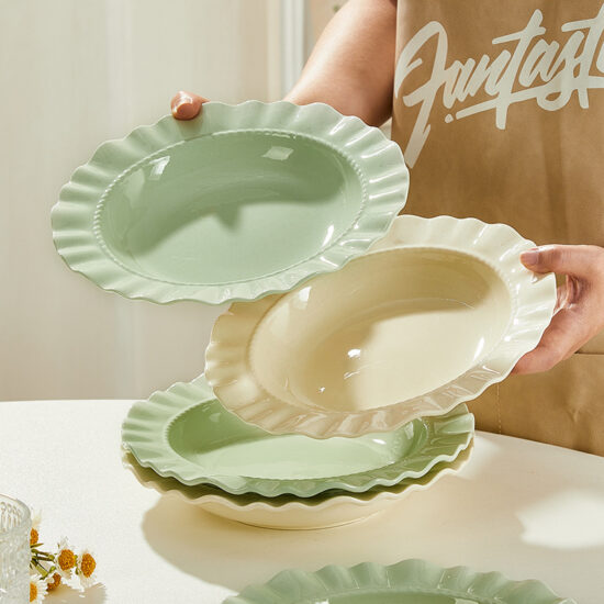 Cream aesthetic ceramic dinner plate for home and lifestyle table settings