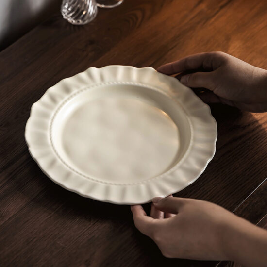 Cream aesthetic ceramic dinner plate for home and lifestyle table settings